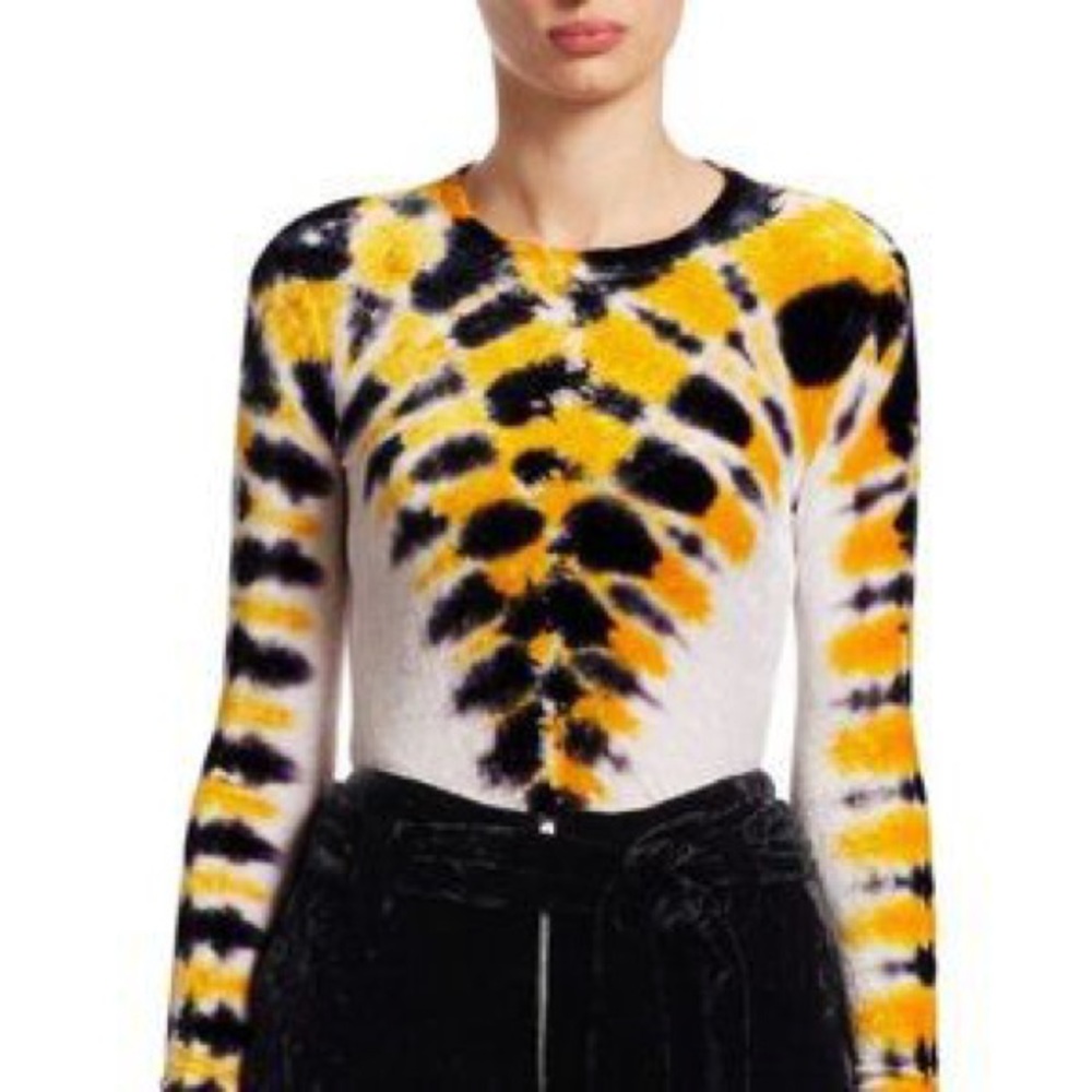 Proenza Schouler Tie dye long sleeve velvet top white yellow navy women’s medium